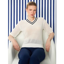 Lc Waikiki Yeni Sezon V Yaka Ajurlu Kadın Triko Kazak