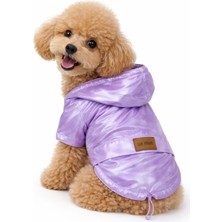 Lila Kapüşonlu Sıcacık Su Geçirmeyen Köpek Montu