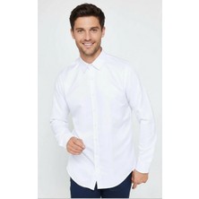 A02Teks Slim Fit Uzun Kollu Kolay Ütü Teri Emen Nefes Alan Doku Kravatlık Dört Mevsim Erkek Gömlek