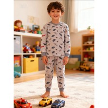 NiCe İç Giyim Uzun Kollu Araba Temalı Lacivert Mavi Erkek Çocuk Pijama Takımı