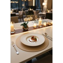 Morika Hotel & Home Textile Suni Deri 6'lı Yuvarlak Amerikan Servisi Seti / Ø 32 cm - 32X32CM - Kum Beji