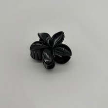 Mare Accessories Parlak Siyah Çiçek Formlu Mandal Toka