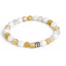 Ay Taşı ve Sitrin Doğal Taş Bileklik 8 mm – Elastik Yapı