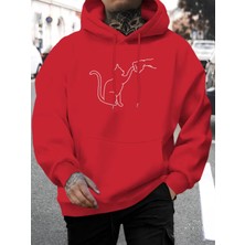 Sweet Cotton Baskılı Unisex Kanguru Cepli Kapüşonlu Sweatshirt