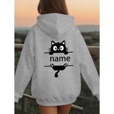 Sweet Cotton Name Baskılı Unisex Kanguru Cepli Kapüşonlu Sweatshirt