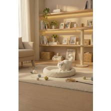 Eda Hacıoğlu Edam Bedding Group Peluş Yuvarlak Kedi Yatağı – Yumuşak Teddy Kumaş, Konforlu ve Kedi Minderi