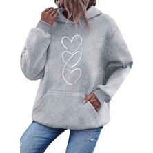 Sweet Cotton Kaıp Baskılı Unisex Kanguru Cepli Kapüşonlu Sweatshirt