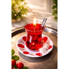 Bellevie Çay Bardağı Görünümlü Dekoratif Kırmızı Mum