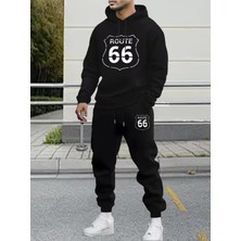 Sweet Cotton Erkek Kapüşonlu Kışlık Baskılı Eşofman Takımı-Alt Üst Takım