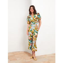 Lc Waikiki Yeni Sezon Yüksek Bel Standart Fit Çiçekli Kadın Kapri