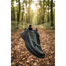 Enoch Erkek Siyah Haki Yeşil Detaylı Yürüyüş Ayakkabısı - Outdoor Tarz Günlük Sneaker