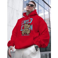 Sweet Cotton Unisex Erkek/kadın Ayı Renkli Özel Baskılı Pamuklu Oversize Kapüşonlu Sweatshirt