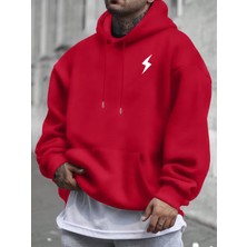 Sweet Cotton Unisex Kadın Erkek Oversize Dikey Baskılı Kapüşonlu Sweatshirt