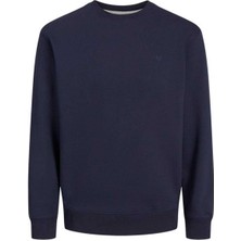 Jack & Jones Erkek Lacivert Sıfır Yaka Sweat 12262789 Uzun Kol Cepli Orta Kalınlık Regular Fit
