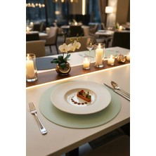 Morika Hotel & Home Textile Suni Deri 6'lı Yuvarlak Amerikan Servisi Seti / Ø 32 cm - 32X32CM - Su Yeşili