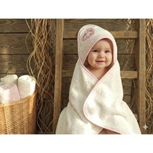 ArtukTekstil Kalp Nakışlı Kapüşonlu Yenidoğan Bebek Havlusu - Pudra Pembe Desenli