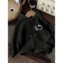 Sweet Cotton Smile Baskılı Unisex Kanguru Cepli Kapüşonlu Sweatshirt