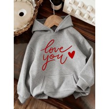 Sweet Cotton Love Baskılı Unisex Kanguru Cepli Kapüşonlu Sweatshirt