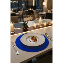 Morika Hotel & Home Textile Suni Deri 6'lı Yuvarlak Amerikan Servisi Seti / Ø 32 cm - 32X32CM - Mavi