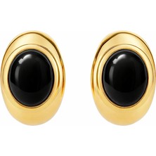 Kadınlar İçin Venüs Design Çelik Franca Küpe Siyah Renkli Modern Çivi Modeli