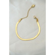 cleovibe 316L Çelik Gold Renk Italyan Zincirli Bileklik