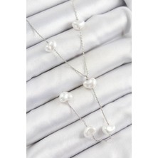 cleovibe Pirinç Incili Kalp Figürlü Y Model Gümüş Renk Kadın Kolye