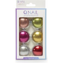 Qnail Professional 6'lı Inci Tırnak Tozu Seti – Tırnak Süsü, Nail Art Dekor, Parıltılı Toz Seti
