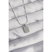 cleovibe 316L Çelik Gümüş Renk Kare Charm Model Kolye