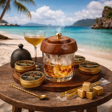 Gold Edition Ahşap Gold Kapak Tutacak. 4 Farklı Tat Wood Chıps. Gold Viski Taş & Buz Tutacak & Kaşık