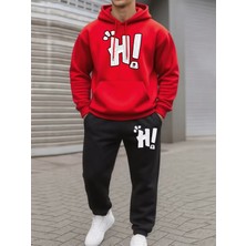 Sweet Cotton Erkek Kapüşonlu Kışlık Baskılı Eşofman Takımı-Alt Üst Takım