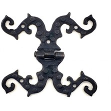 Antika Tarz Dekoratif Pirinç Süslü Menteşe - 100X90 Mm, Oksit