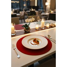 Morika Hotel & Home Textile Suni Deri 6'lı Yuvarlak Amerikan Servisi Seti / Ø 32 cm - 32X32CM - Kırmızı