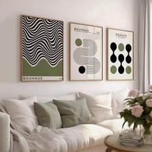 Pam Studio Bauhaus Retro Tarz Yeşil ve Siyah Minimalist 3’lü Poster Seti – Modern Duvar Dekorasyonu