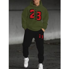 Sweet Cotton Erkek Kapüşonlu Kışlık 23 Baskılı Eşofman Takımı-Alt Üst Takım