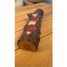 Tolga's Workshop Doğal Ağaç Kütük 3’lü Mumluk – El Yapımı Ahşap Dekoratif Tealight Mumluk