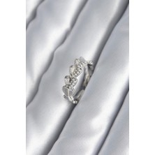 cleovibe Pirinç Gümüş Renk Kalp Model Inci Detay Kadın Yüzük