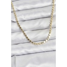 cleovibe 316L Çelik Zincir Gold Renk Ezme Zincir Model  45 cm Kadın Kolye