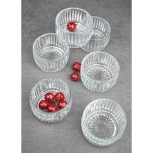 Qualitev 6lı Cam Kase Çerezlik Lokumluk Kahve Yanı Çay Yanı Tabak Şekerlik - Elina 7,5 cm