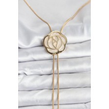 cleovibe Pirinç Gold Renk Gül Model Asansörlü Kadın Kolye