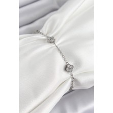 cleovibe 316L Çelik Yonca Model Gümüş Renk Kadın Bileklik