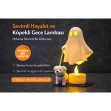 EVORADECO Sevimli Hayalet & Köpek Figürlü LED Mumlu Gece Lambası – Tealight ile Çalışan Dekoratif Ortam Işığı