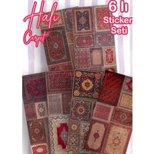 Hiras Dizayn 6lı Etnik Otantik Halılar Kırmızı Sticker Set Dekoratif Etiketler Ajanda Bullet Journal Scrabook