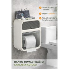 Ecuy Kapaklı Duvara Monte Banyo Tuvalet Kağıdı Saklama Kutusu Su ve Toz Geçirmez