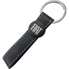 Mozoko Yüksek Kaliteli Fiat Logolu Siyah Deri Şık Hediyelik Araç Anahtarlığı