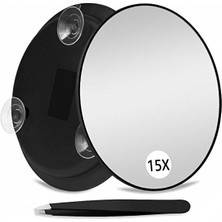 Synee 15X Büyüteçli Vakumlu Makyaj Aynası - Yüksek Çözünürlüklü Büyüten Ayna & Cımbız 2'li Set