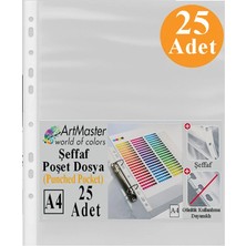 Poşet Dosya 25 Li A-4 Şeffaf Föy Dosya 1 Paket Artmaster Ofis Okul Kenarı Delikli Poşet Dosya 80 Sayfa Kapasiteli