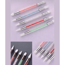 Qnail Professional Hamur Jel Şekil Verme Fırçası Nail Art Fırça Silikon Tırnak Fırçası 5li Set