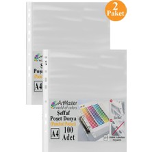 Poşet Dosya 100 Lü A-4 Şeffaf Föy Dosya 2 Paket Artmaster Ofis Okul Kenarı Delikli Poşet Dosya 80 Sayfa Kapasiteli