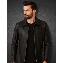 Evasim Hakiki Deri Erkek Mont (Siyah)