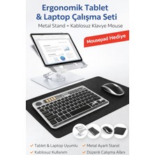 Jolita Len Tab K11 Uyumlu Ergonomik Tablet Çalışma Seti Metal Stand Rgb Klavye Mouse